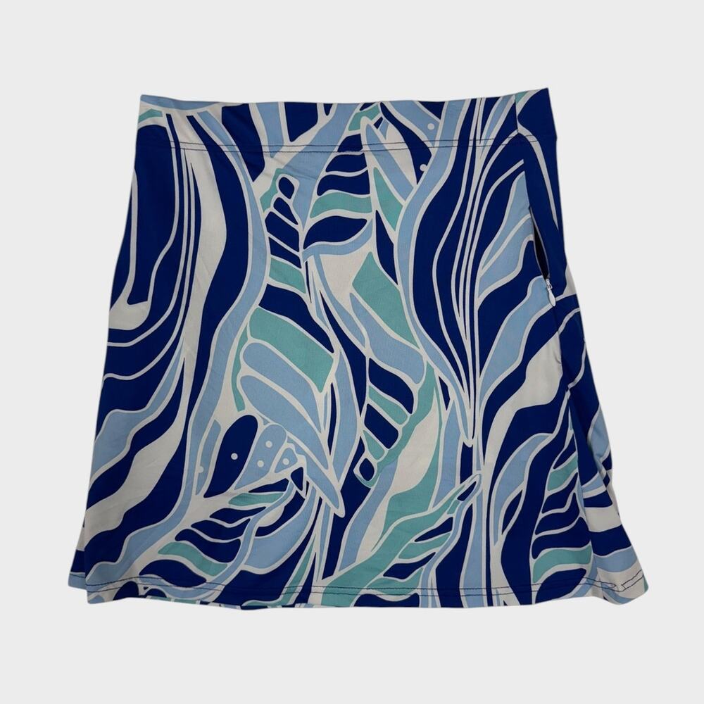 la mer luxe Small Skort Polyester Spandex Blue Tones Zipper Pockets